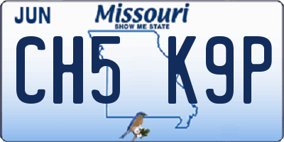 MO license plate CH5K9P