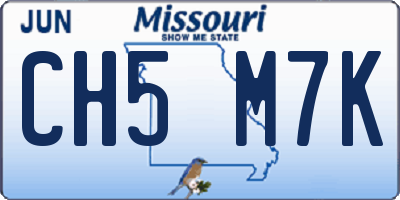 MO license plate CH5M7K