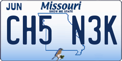 MO license plate CH5N3K