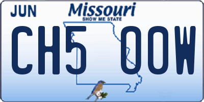 MO license plate CH5O0W