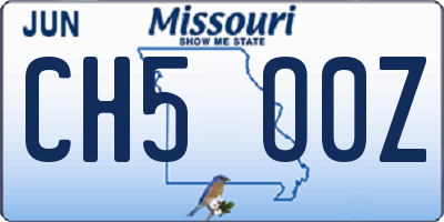 MO license plate CH5O0Z