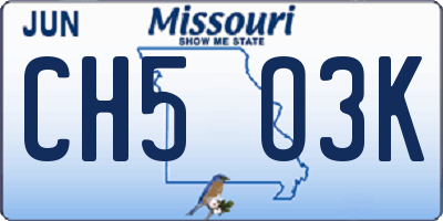 MO license plate CH5O3K