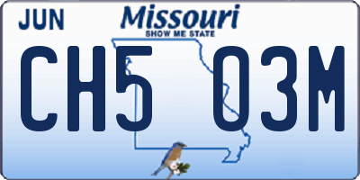 MO license plate CH5O3M