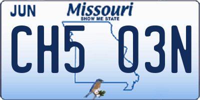 MO license plate CH5O3N
