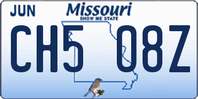 MO license plate CH5O8Z