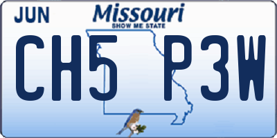 MO license plate CH5P3W