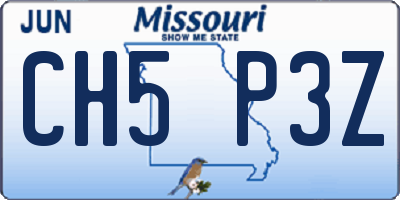 MO license plate CH5P3Z