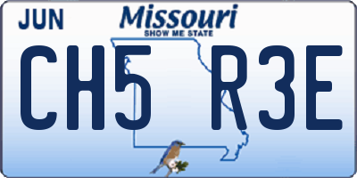 MO license plate CH5R3E
