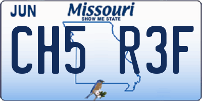 MO license plate CH5R3F