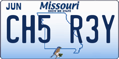 MO license plate CH5R3Y