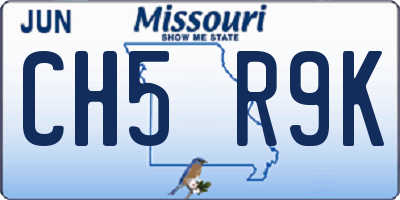 MO license plate CH5R9K