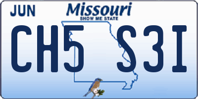 MO license plate CH5S3I