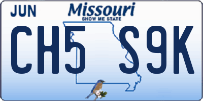 MO license plate CH5S9K