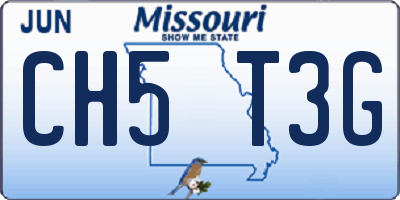 MO license plate CH5T3G