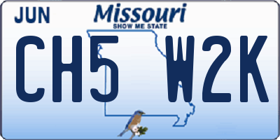 MO license plate CH5W2K