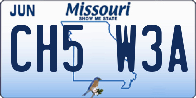 MO license plate CH5W3A