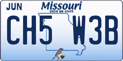 MO license plate CH5W3B