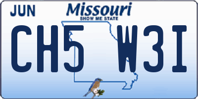 MO license plate CH5W3I
