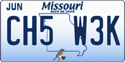 MO license plate CH5W3K
