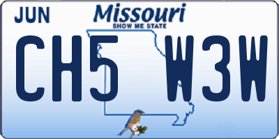 MO license plate CH5W3W