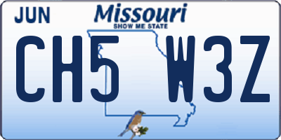 MO license plate CH5W3Z