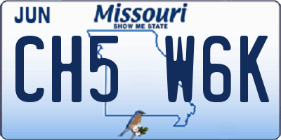 MO license plate CH5W6K