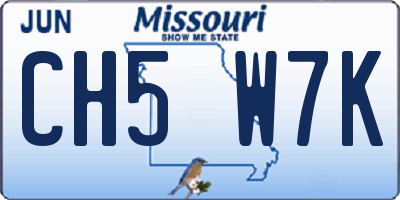 MO license plate CH5W7K