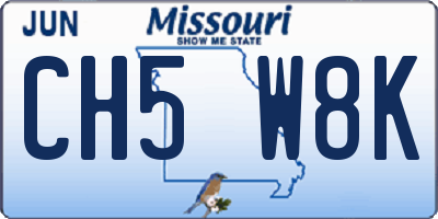 MO license plate CH5W8K
