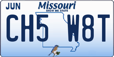 MO license plate CH5W8T