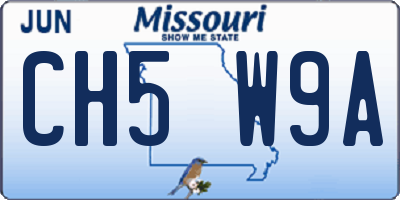 MO license plate CH5W9A