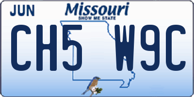 MO license plate CH5W9C