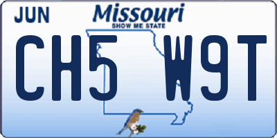 MO license plate CH5W9T