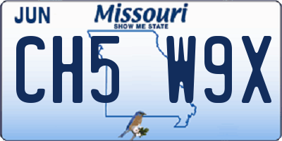 MO license plate CH5W9X