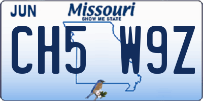 MO license plate CH5W9Z
