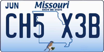 MO license plate CH5X3B