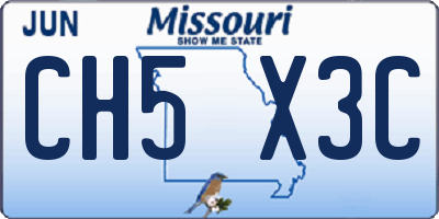 MO license plate CH5X3C