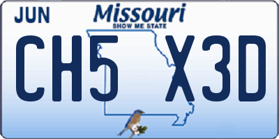 MO license plate CH5X3D