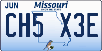 MO license plate CH5X3E