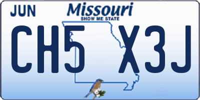 MO license plate CH5X3J