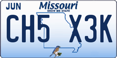 MO license plate CH5X3K