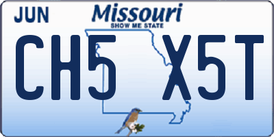 MO license plate CH5X5T