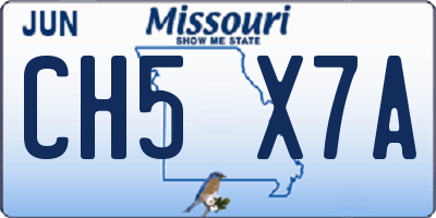 MO license plate CH5X7A