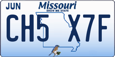 MO license plate CH5X7F