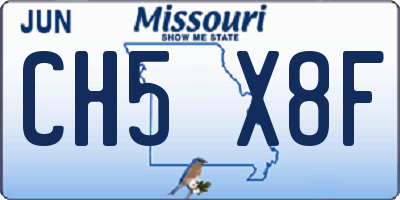MO license plate CH5X8F