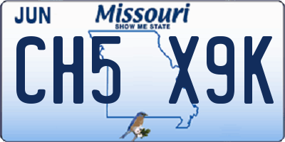 MO license plate CH5X9K