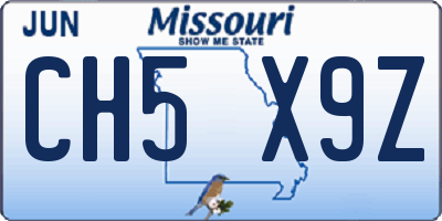 MO license plate CH5X9Z