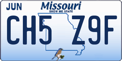 MO license plate CH5Z9F