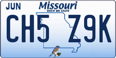 MO license plate CH5Z9K