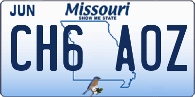 MO license plate CH6A0Z