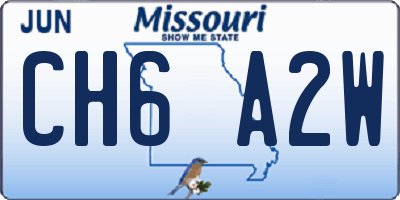 MO license plate CH6A2W